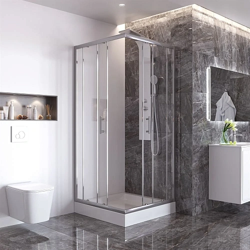 Душевой уголок Taliente 90x90x195см, квадратный, раздвижной, прозр.стекло 6мм, хром.профиль TA-09092-1CP Душевой уголок Taliente 90x90x195см, квадратный, раздвижной, прозр.стекло 6мм, хром.профиль TA-09092-1CP