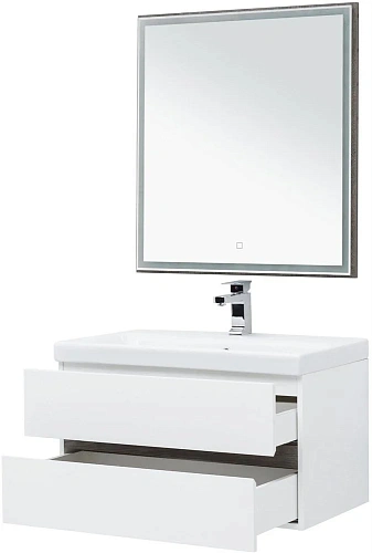 Комплект мебели Aquanet Беркли 80 белый/дуб рошелье (зеркало дуб рошелье) 00258969 Комплект мебели Aquanet Беркли 80 белый/дуб рошелье (зеркало дуб рошелье) 00258969