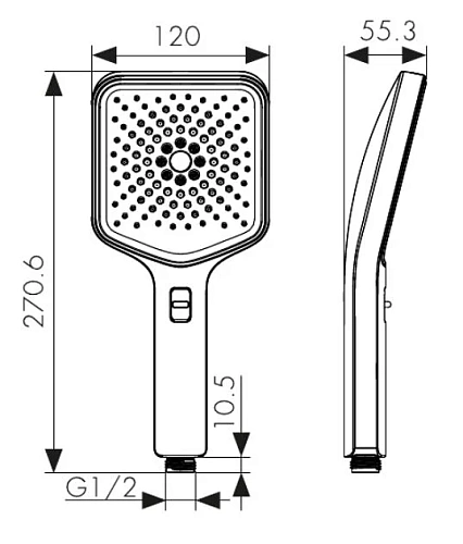 Душевая лейка Kaiser 3-х режимная, 120х120х270мм хром SH-120 Душевая лейка Kaiser 3-х режимная, 120х120х270мм хром SH-120
