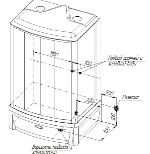 Душевая кабина Radomir Диана 108х139 1-05-6-0-0-0611 высокий поддон с каркасом, слив-перелив, профиль черный Душевая кабина Radomir Диана 108х139 1-05-6-0-0-0611 высокий поддон с каркасом, слив-перелив, профиль черный