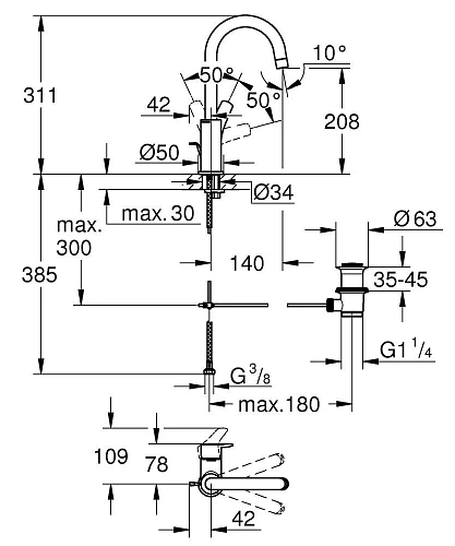 Смеситель для раковины GROHE Eurosmart (23537003) Смеситель для раковины GROHE Eurosmart (23537003)