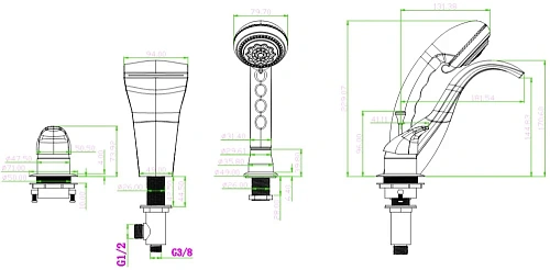 Смеситель на борт ванны Boheme COBRA бронза 399 Смеситель на борт ванны Boheme COBRA бронза 399