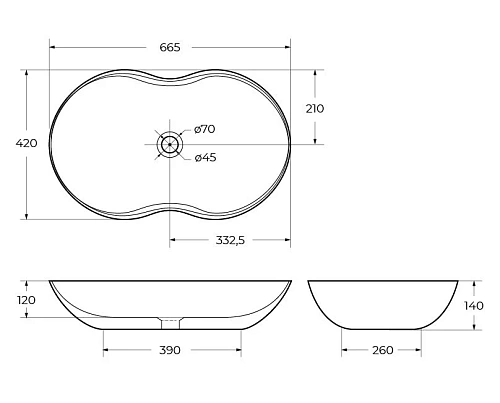 Раковина BelBagno BB1334 665x420 белый Раковина BelBagno BB1334 665x420 белый