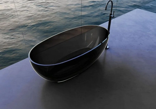 Ванна отдельностоящая ABBER AT9703Onyx 170x75 универсальная, черная полиэфирная смола Ванна отдельностоящая ABBER AT9703Onyx 170x75 универсальная, черная полиэфирная смола