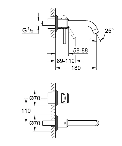 Смеситель для раковины GROHE Atrio C, хром (19287001) внешняя часть Смеситель для раковины GROHE Atrio C, хром (19287001) внешняя часть