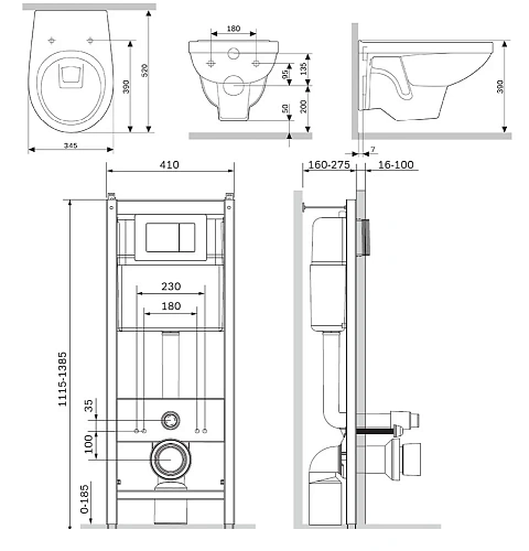 Комплект: инсталляция с подвесным унитазом, с сиденьем микролифт и клавишей AM.PM Sense IS301.74A173 Комплект: инсталляция с подвесным унитазом, с сиденьем микролифт и клавишей AM.PM Sense IS301.74A173