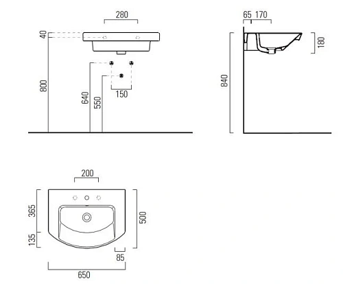 Раковина GSI Modo 7732111 65 см Раковина GSI Modo 7732111 65 см