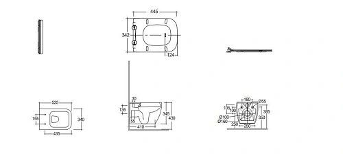 Унитаз подвесной Kludi RESA C 28WCSET43 керамический с сиденьем Унитаз подвесной Kludi RESA C 28WCSET43 керамический с сиденьем