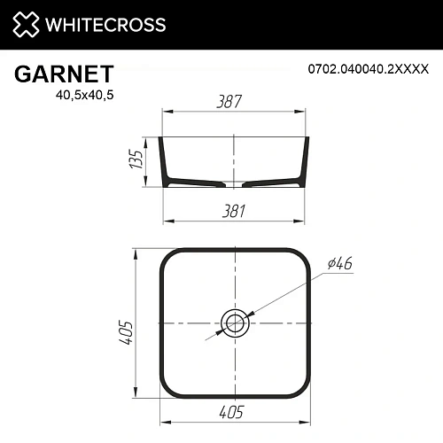 Раковина WHITECROSS Garnet 0702.040040.2XXXX 40,5x40,5 RAL матовый из искусственного камня Раковина WHITECROSS Garnet 0702.040040.2XXXX 40,5x40,5 RAL матовый из искусственного камня