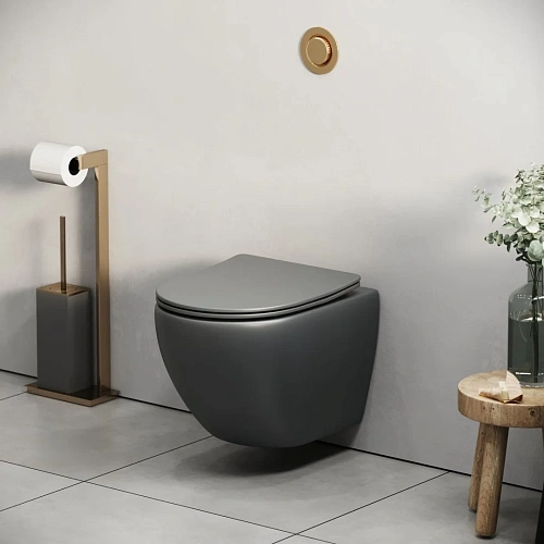 Унитаз подвесной GROSSMAN GR-4455GMS Color 495x365x375 серый матовый безободковый с тонкой крышкой Унитаз подвесной GROSSMAN GR-4455GMS Color 495x365x375 серый матовый безободковый с тонкой крышкой