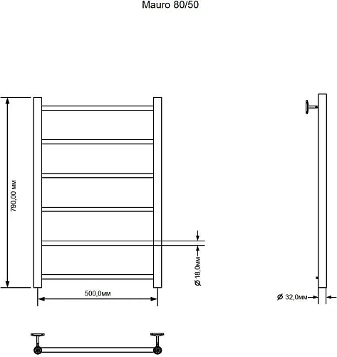 Полотенцесушитель водяной Aquanet Mauro 800x500 00282317 Полотенцесушитель водяной Aquanet Mauro 800x500 00282317