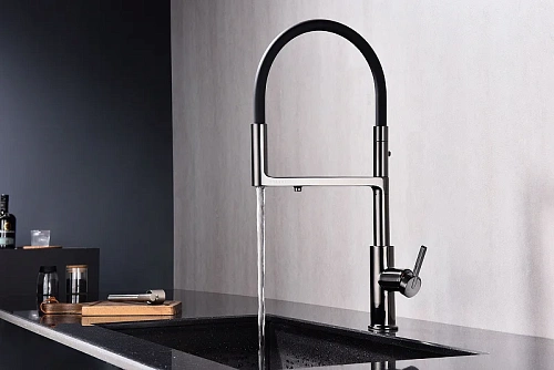 Смеситель для кухни Paulmark Tornado глянцевый черный To213402-GB Смеситель для кухни Paulmark Tornado глянцевый черный To213402-GB