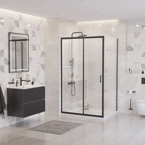 Душевой уголок BelBagno UNO-195-AH-1-110/80-C-NERO 110x80 см, профиль черный, стекло прозрачное Душевой уголок BelBagno UNO-195-AH-1-110/80-C-NERO 110x80 см, профиль черный, стекло прозрачное