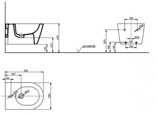Биде подвесное ТОТО RP B552E#XW Биде подвесное ТОТО RP B552E#XW