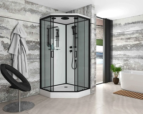 Душевая кабина Niagara Premium NG-6901-01D BLACK (900х900х2200) низкий поддон (16 см) стекло тонированное 69010134DBLACK Душевая кабина Niagara Premium NG-6901-01D BLACK (900х900х2200) низкий поддон (16 см) стекло тонированное 69010134DBLACK