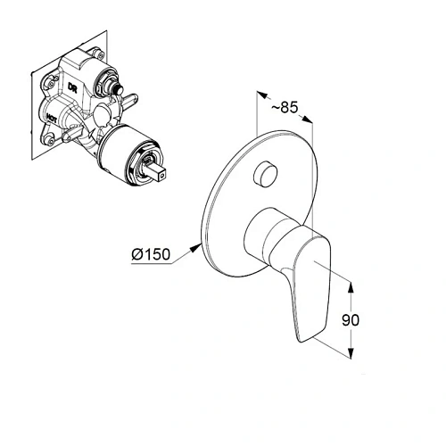 Смеситель для ванны Kludi PURE&SOLID 347590575 хром Смеситель для ванны Kludi PURE&SOLID 347590575 хром
