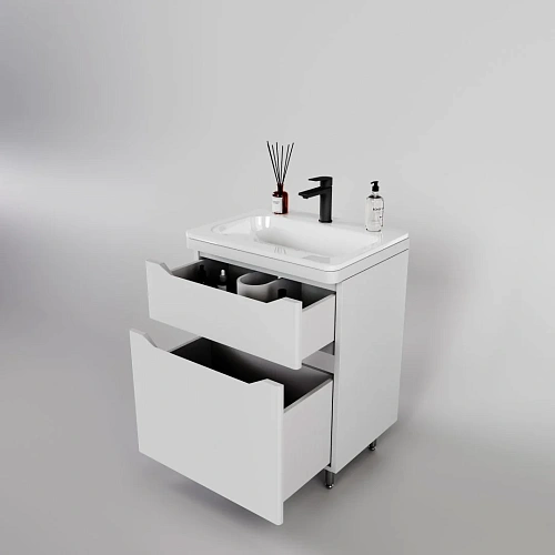 Тумба под раковину Style Line Марелла 60 Люкс антискрейтч белый матовый, PLUS напольная СС-00002395 Тумба под раковину Style Line Марелла 60 Люкс антискрейтч белый матовый, PLUS напольная СС-00002395