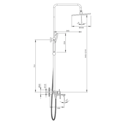 Душевая система Splenka S05.24.06, черный Душевая система Splenka S05.24.06, черный