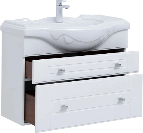 Тумба под раковину Aquanet Рондо 85 белый глянец 00304289 Тумба под раковину Aquanet Рондо 85 белый глянец 00304289