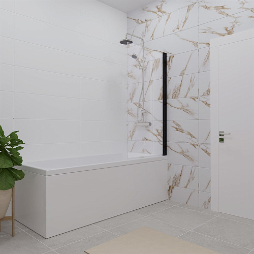 Шторка на ванну DIWO Анапа распашная 75х140, профиль черный матовый 569212 Шторка на ванну DIWO Анапа распашная 75х140, профиль черный матовый 569212