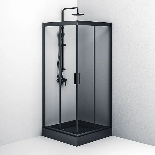 Душевой уголок AM.PM Gem W90G-403-090BT Slide 90x90 стекло прозрачное, профиль черный матовый Душевой уголок AM.PM Gem W90G-403-090BT Slide 90x90 стекло прозрачное, профиль черный матовый