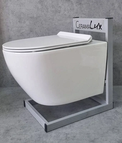 Унитаз подвесной CeramaLux 2196 -2 белый с крышкой микролифт Унитаз подвесной CeramaLux 2196 -2 белый с крышкой микролифт