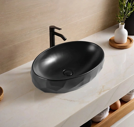 Раковина Gid Bm9030wx 53385 накладная черная матовая 60x40x15