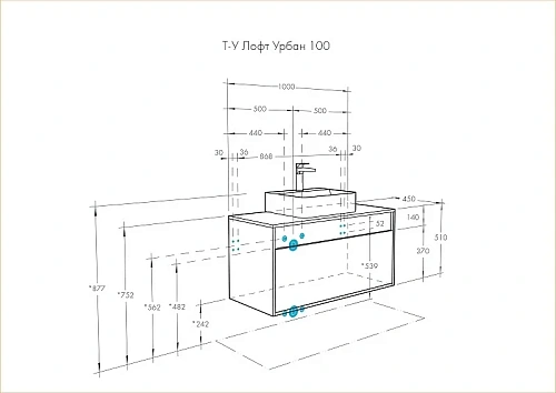 Тумба под раковину Aquaton Лофт Урбан 100 серый графит, дуб орегон 1A247701LQX60 Тумба под раковину Aquaton Лофт Урбан 100 серый графит, дуб орегон 1A247701LQX60