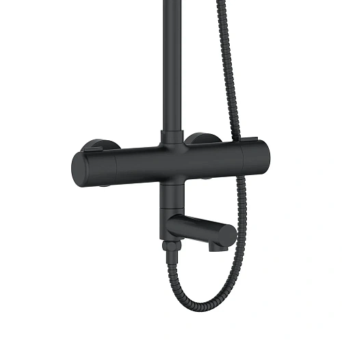 Душевая система Agger Thermo A2461144 термостат с изливом, черный матовый Душевая система Agger Thermo A2461144 термостат с изливом, черный матовый