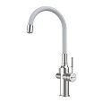 Детальная картинка товара «смеситель для кухни lemark expert lm5083s-white с подключением к фильтру, сталь/белый»