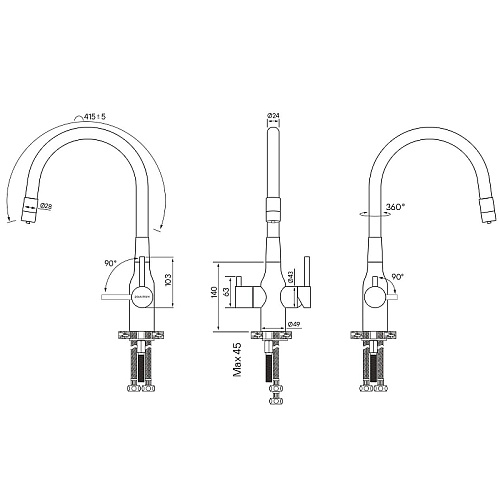 Смеситель для кухни Paulmark Salix вороненая сталь Sa213419-GM Смеситель для кухни Paulmark Salix вороненая сталь Sa213419-GM