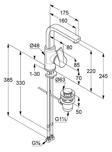 Смеситель для раковины Kludi ZENTA SL 480273965 черный матовый Смеситель для раковины Kludi ZENTA SL 480273965 черный матовый