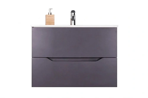 Тумба с раковиной Orange Line Li-80Tug+Ra подвесная, графит матовый Тумба с раковиной Orange Line Li-80Tug+Ra подвесная, графит матовый