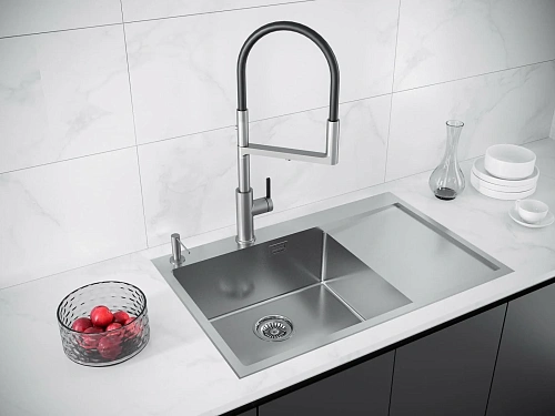 Кухонная мойка Paulmark KRONER-EDGE 78F, PM777851-BSL, брашированная левая, 780х510мм Кухонная мойка Paulmark KRONER-EDGE 78F, PM777851-BSL, брашированная левая, 780х510мм