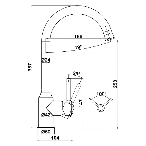 Смеситель для кухни Swedbe Selene 7440 Смеситель для кухни Swedbe Selene 7440
