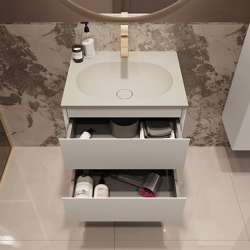 Тумба под раковину Vincea Welle 600 подвесная, белый матовый софт-тач Тумба под раковину Vincea Welle 600 подвесная, белый матовый софт-тач