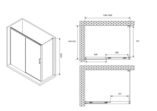 Душевой уголок ABBER Komfort AG93120B-S92B 120x90 см универсальный, профиль черный, стекло прозрачное Душевой уголок ABBER Komfort AG93120B-S92B 120x90 см универсальный, профиль черный, стекло прозрачное