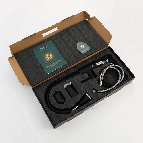 Смеситель для кухни Splenka S203.49.06 с выдвижным изливом, черный Смеситель для кухни Splenka S203.49.06 с выдвижным изливом, черный