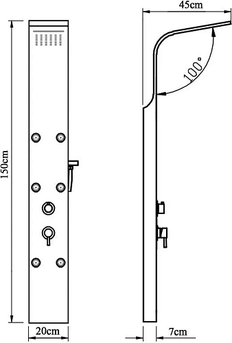Душевая панель Aquanet Galaxy Matt 00209998 Душевая панель Aquanet Galaxy Matt 00209998