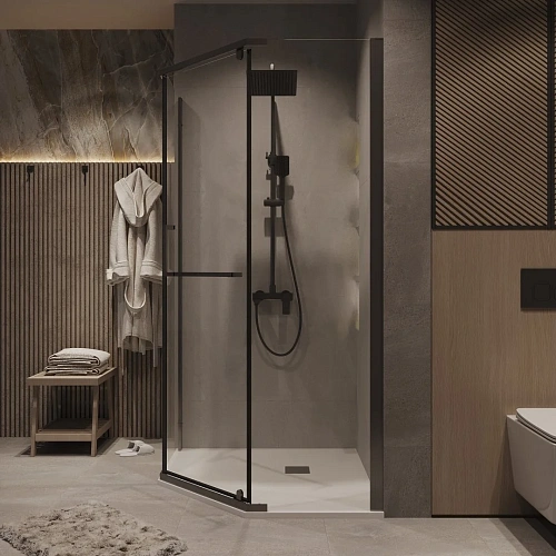 Душевой уголок GROSSMAN Pragma 302.K33.03.1010.42.00 (100x100x195) трапеция,распашн,графит сатин,стекло прозр Душевой уголок GROSSMAN Pragma 302.K33.03.1010.42.00 (100x100x195) трапеция,распашн,графит сатин,стекло прозр