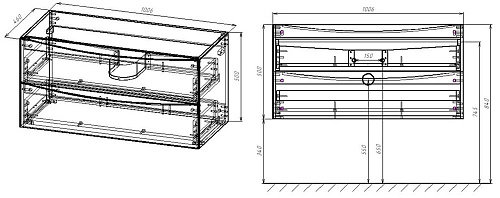 Тумба под раковину Vincea Mia 1000 подвесная, 2 выкатных ящика soft close, Beton VMC-2MC100BT Тумба под раковину Vincea Mia 1000 подвесная, 2 выкатных ящика soft close, Beton VMC-2MC100BT