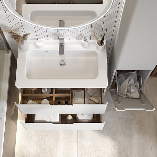 Шкаф-пенал BRIZ Прато 35 см 240 04-06к35-00 02 ЛТ, светло-серый матовый с корзиной для белья Шкаф-пенал BRIZ Прато 35 см 240 04-06к35-00 02 ЛТ, светло-серый матовый с корзиной для белья