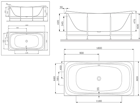 Каркас для ванны AM.PM Sensation W30A-180-080W-R 180х80 см Каркас для ванны AM.PM Sensation W30A-180-080W-R 180х80 см