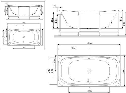 Каркас для ванны AM.PM Sensation W30A-180-080W-R 180х80 см Каркас для ванны AM.PM Sensation W30A-180-080W-R 180х80 см