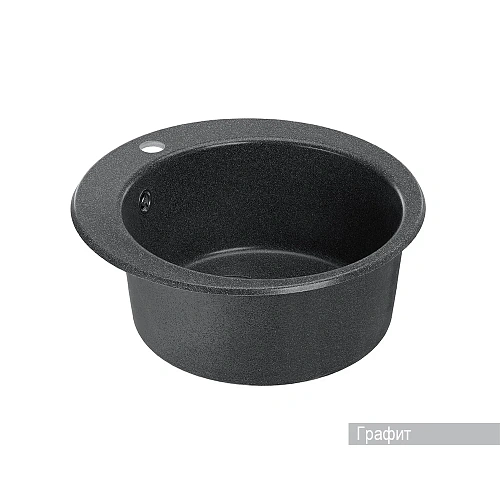 Кухонная мойка Aquaton Иверия 1A711032IV210 из литого мрамора, круглая, графит Кухонная мойка Aquaton Иверия 1A711032IV210 из литого мрамора, круглая, графит