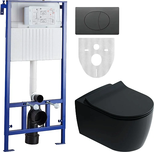 Комплект Унитаз подвесной STWORKI Ноттвиль SETK3104-2616 безободковый, с микролифтом, черный + Систе 587893 Комплект Унитаз подвесной STWORKI Ноттвиль SETK3104-2616 безободковый, с микролифтом, черный + Систе 587893