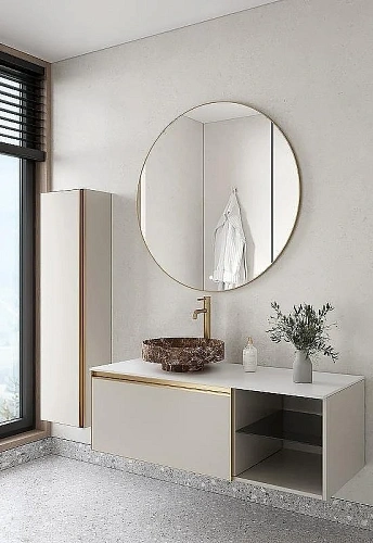 Тумба под раковину Armadi Art QUATRO 6 120см (80+40) CASHMERE профиль MATT GOLD 790-M6-120-CM-MG Тумба под раковину Armadi Art QUATRO 6 120см (80+40) CASHMERE профиль MATT GOLD 790-M6-120-CM-MG