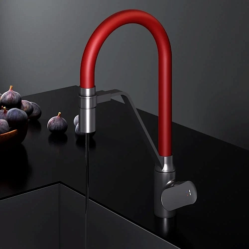 Смеситель для кухни AM.PM Like F8007828 с каналом для питьевой воды и гибким изливом, черный/красный Смеситель для кухни AM.PM Like F8007828 с каналом для питьевой воды и гибким изливом, черный/красный