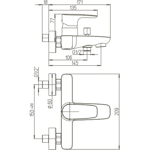 Гигиенический душ Paini Kampana 53CR442QRU встраиваемый Гигиенический душ Paini Kampana 53CR442QRU встраиваемый