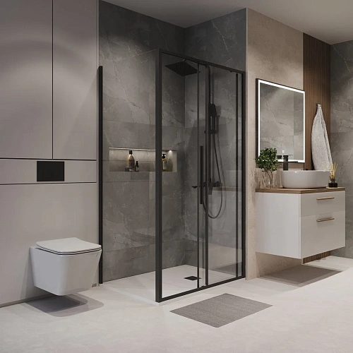 Душевой уголок Niagara Nova NG-84-12AB-A80B-34 (120x80x195) прямоуг., раздвижн., черный матов, стекло прозрачное Душевой уголок Niagara Nova NG-84-12AB-A80B-34 (120x80x195) прямоуг., раздвижн., черный матов, стекло прозрачное